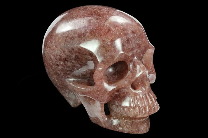 Realistic, Carved Strawberry Quartz Crystal Skull #127571